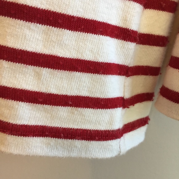 Lands’ End Long Sleeve Lace Up Striped Shirt Red & White - Picture 9 of 13